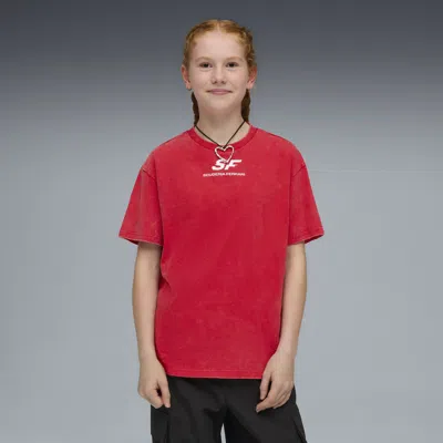 Puma Scuderia Ferrari Big Kids' Car Graphic T-shirt In Red