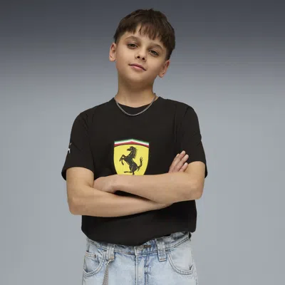Puma Scuderia Ferrari Big Kids' Colored Shield T-shirt In Black