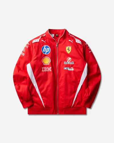 Puma Scuderia Ferrari Hp Replica Drivers Authentic Bomber Jacket In Red