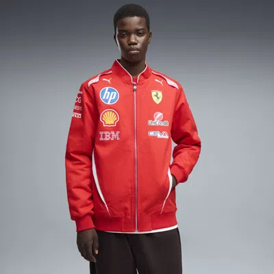 Puma Scuderia Ferrari Men's Replica Driver's Bomber Jacket In Red