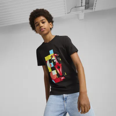 Puma Scuderia Ferrari Race Big Kids' Graphic T-shirt In Black