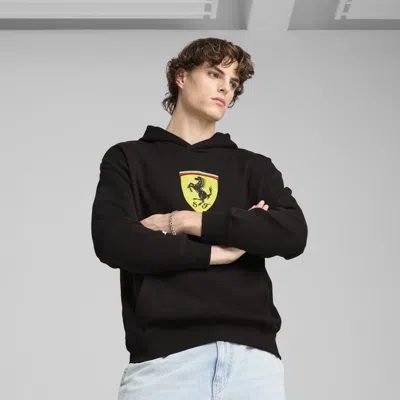 Puma Scuderia Ferrari Race Big Shield Men's Hoodie In Black