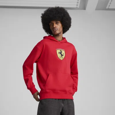 Puma Scuderia Ferrari Race Big Shield Men's Hoodie In Red
