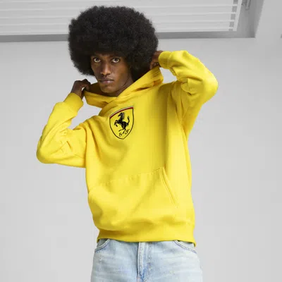 Puma Scuderia Ferrari Race Big Shield Men's Hoodie In Yellow