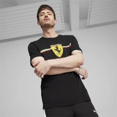 Puma Scuderia Ferrari Race Big Shield Men's Motorsport Heritage T-shirt In Black