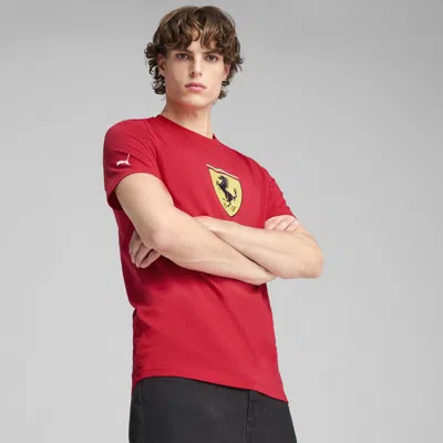 Puma Scuderia Ferrari Race Colored Big Shield Men's Tee, Size S In Red