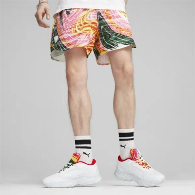 Puma Scuderia Ferrari Race Crew Men's Motorsport Pants In Speed Yellow-aop