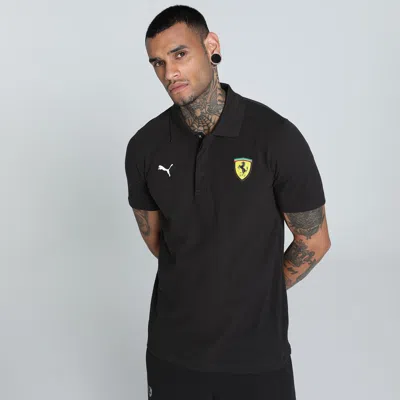 Puma Scuderia Ferrari Race Men's Graphic Polo Shirt In Black