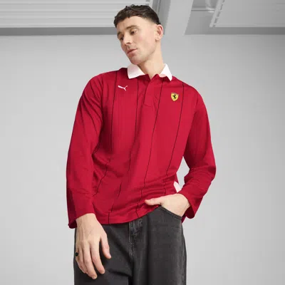 Puma Scuderia Ferrari Race Men's Long Sleeve Polo In Red