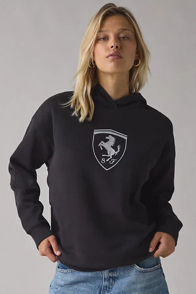 Puma Scuderia Ferrari Shield Graphic Hoodie Sweatshirt In Black, Women's At Urban Outfitters