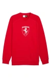 Puma Scuderia Ferrari Sportswear Shield Crewneck Sweatshirt In Red