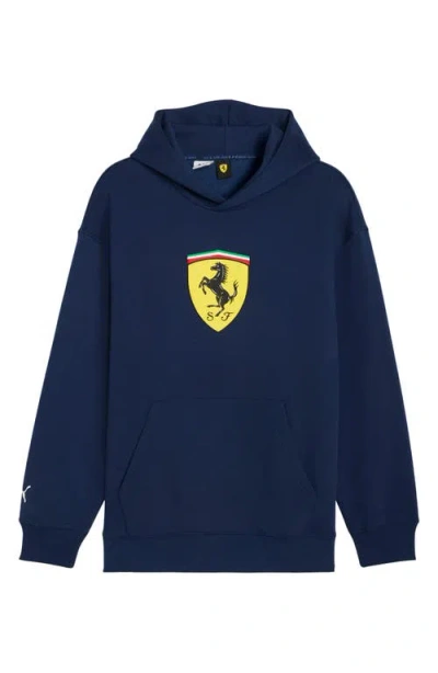 Puma Scuderia Ferrari Sportswear Shield Pullover Hoodie In Blue