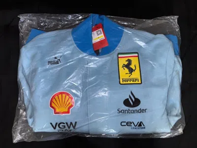 Pre-owned Puma Scuderia Ferrari Team Miami A1 Varsity Jacket 2024 - Size Large In Lazor Blue