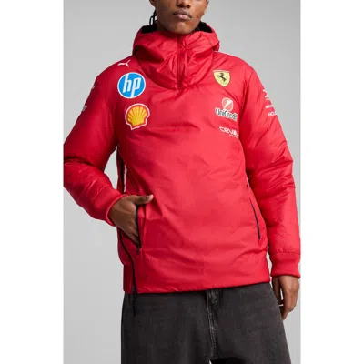 Puma Scuderia Ferrari Team Motosport Reversible Hooded Popover Jacket In Red