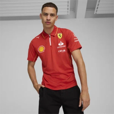 Puma Scuderia Ferrari Team Pro Men's Polo T-shirt In Burnt Red