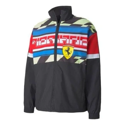 Puma Scuderia Jacket Ferrari Woven Jacket 'black Blue Red White' In Multi