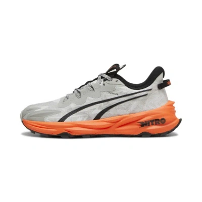 Puma Seasons Fast-trac Nitro™ 3 Men's Trail Running Shoes In Smokey Gray-flame Flicker- Black