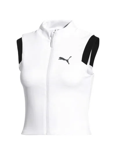 Puma Selena Gomez Zip Crop Top In White