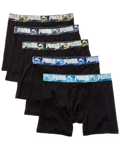 Puma Set Of 5 Camo Waistband Boxer Brief In Black