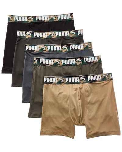 Puma Set Of 5 Camo Waistband Boxer Brief In Green