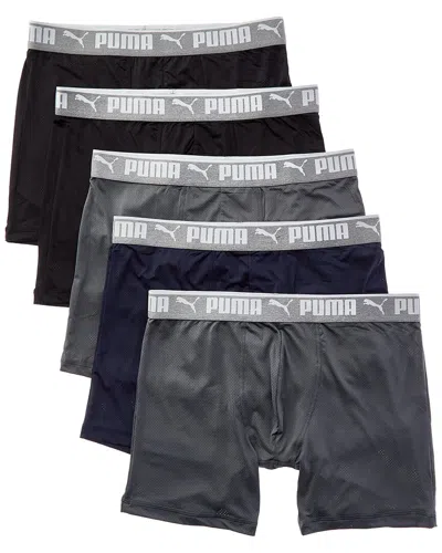 Puma Set Of 5 Mesh Boxer Brief In Black