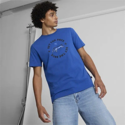 Puma Set The Pace Men's T-shirt In Cobalt Glaze