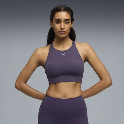 Puma Shapeluxe High Neck Women's Moisture Wicking, Mid Impact Sports Bra In Purple