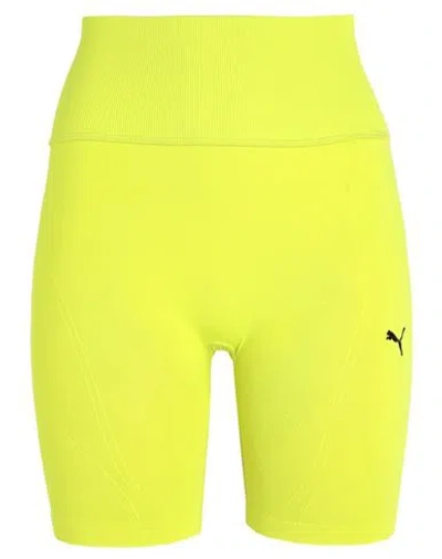 Puma "shapeluxe Seamless Hw 6" Short Tight" Woman Shorts & Bermuda Shorts Acid Green Size L Nylon, E