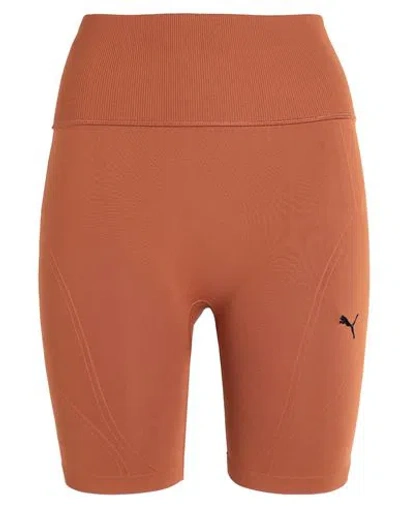 Puma "shapeluxe Seamless Hw 6" Short Tight " Woman Shorts & Bermuda Shorts Rust Size L Nylon, Elasta In Brown