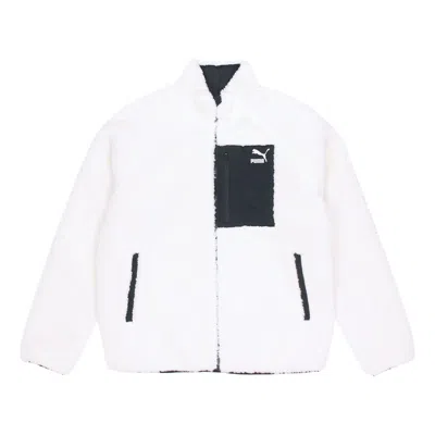 Puma Sherpa Reversible Lamb's Wool Stay Warm Stand Collar Jacket White