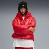 Puma Shiny Hooded Padded Jacket Women In Red