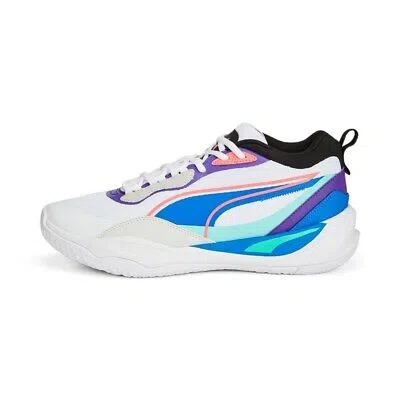Pre-owned Puma Shoes Basketball Men  Playmaker Pro 37757218 White-violet-blue In Multicolor