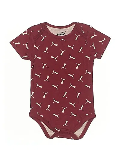 Pre-owned Puma Babies' Short Sleeve Onesie In Burgundy