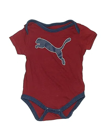 Pre-owned Puma Babies' Short Sleeve Onesie In Burgundy