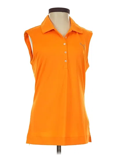 Pre-owned Puma Short Sleeve Polo Shirt In Orange