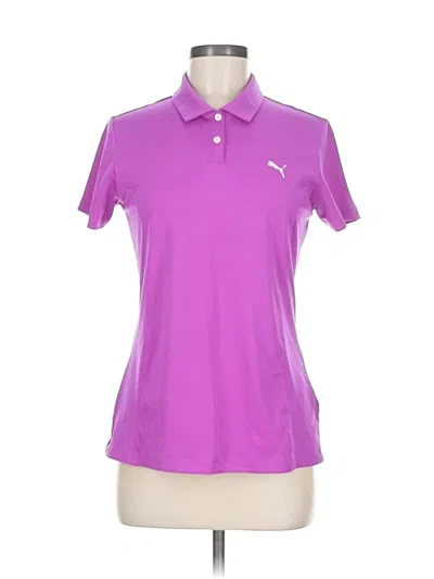 Pre-owned Puma Short Sleeve Top Purple Collared Neckline Tops