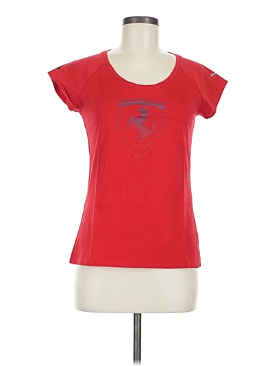 Pre-owned Puma Short Sleeve Top Red Scoop Neck Tops