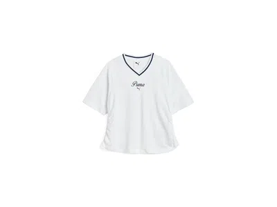 Puma Showtime Mesh T-shirt (little Kid) Girl's T Shirt  White: 6x (little Kids) In Neutral