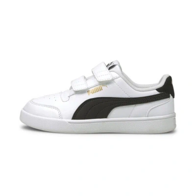 Puma Shuffle Little Kids' Sneakers In White- Black- Team Gold
