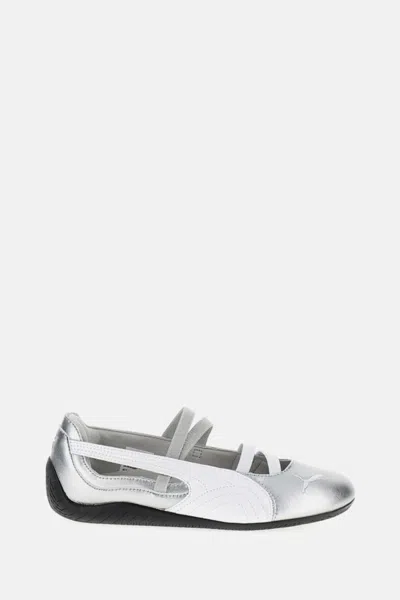 PUMA SILVER LEATHER BALLET FLATS