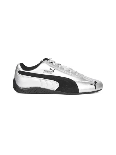 PUMA SILVER SPEEDCAT METALLIC SNEAKERS