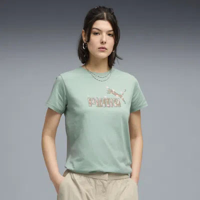 Puma Sketched Florals Women's T-shirt In Green