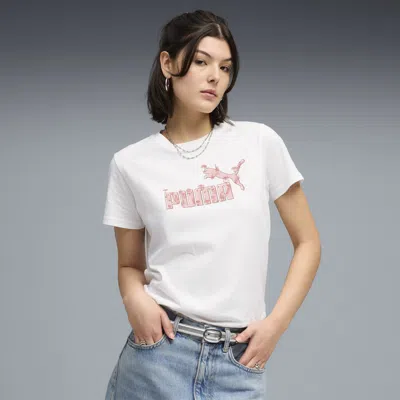 Puma Sketched Florals Women's T-shirt In White