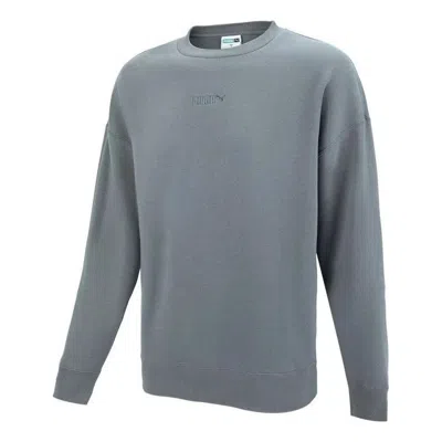 Puma Small Logo Crew Neck Sweatshirt 'grey' In Blue