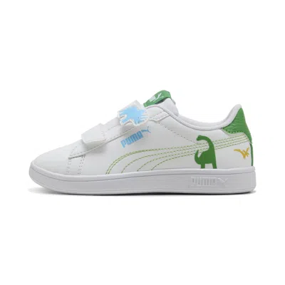 Puma Smash 3.0 Dino Little Kids' Easy On Sneakers In White