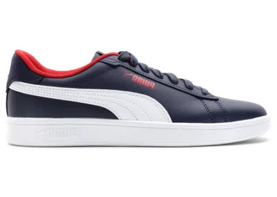 Pre-owned Puma Smash 3.0 L Red Sneakers In Navy Blue/white/for All Time Red