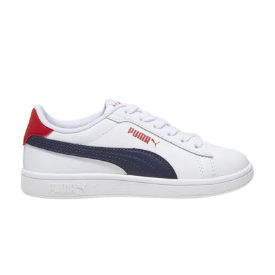 Pre-owned Puma Smash 3.0 Leather Big Kid 'white Navy Red' | Kid's Size 6.5