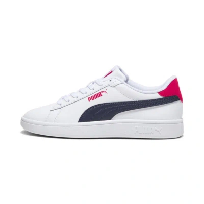 Puma Smash 3.0 Leather Big Kids' Sneakers In White- Navy-for All Time Red