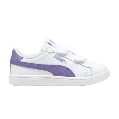 Pre-owned Puma Smash 3.0 Leather Velcro Little Kid 'white Lavender Alert' | Kid's Size 12.5