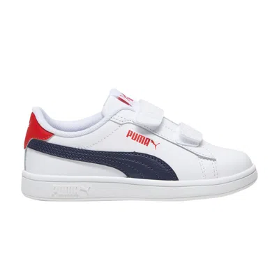 Pre-owned Puma Smash 3.0 Leather Velcro Little Kid 'white Navy Red' | Kid's Size 2